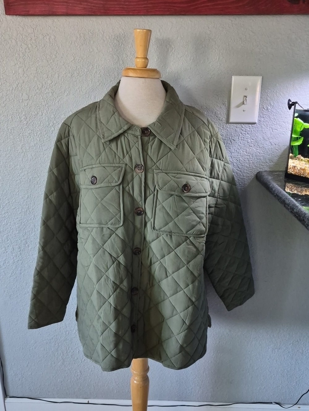 Maurices NWT Quilted Button-Up Jacket, Olive Green | Size 2X